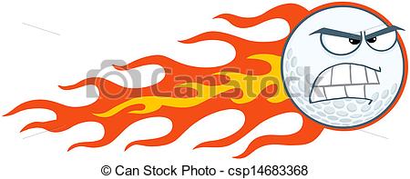 Angry Flaming Golf Ball Cartoon Character Csp14683368   Search Clipart