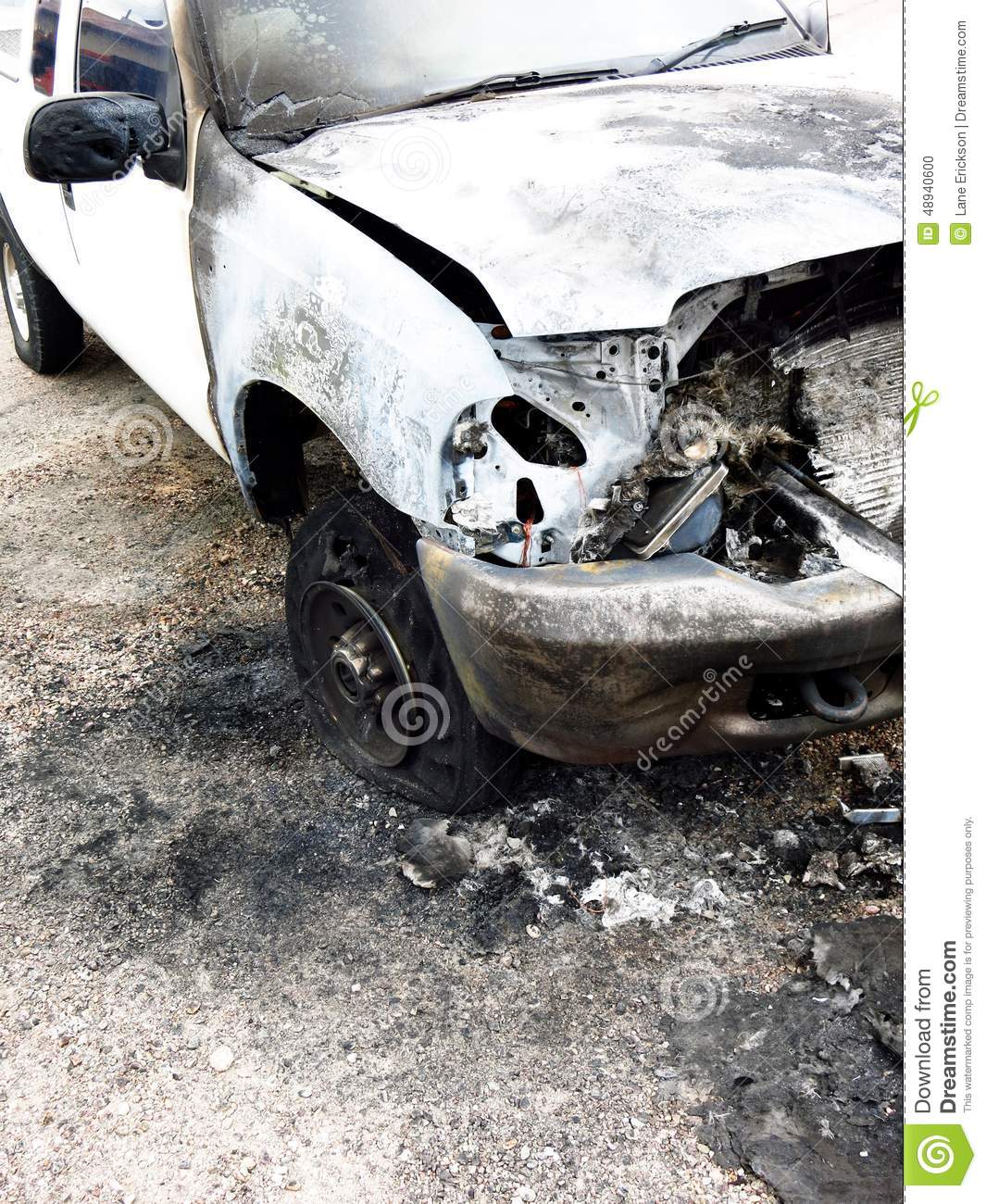 Burned Truck Wreck On Roadside Stock Photo   Image  48940600