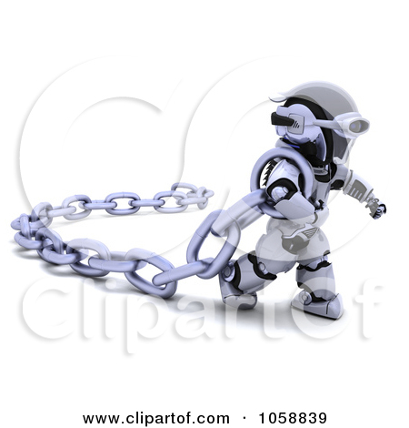 Clipart Illustration Of A Strong Chain And Padlock Surrounding A Blue
