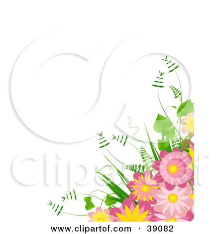 Clipart Illustration Of A Yellow And Pink Daisy Bouquet With Ferns By
