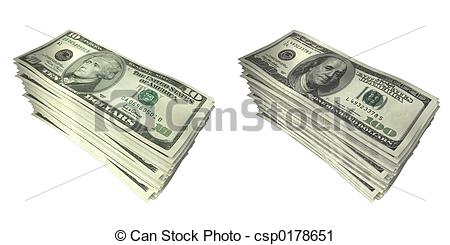 Clipart Of Money Stacks 02   Money Stacks  10  100 3d Csp0178651    