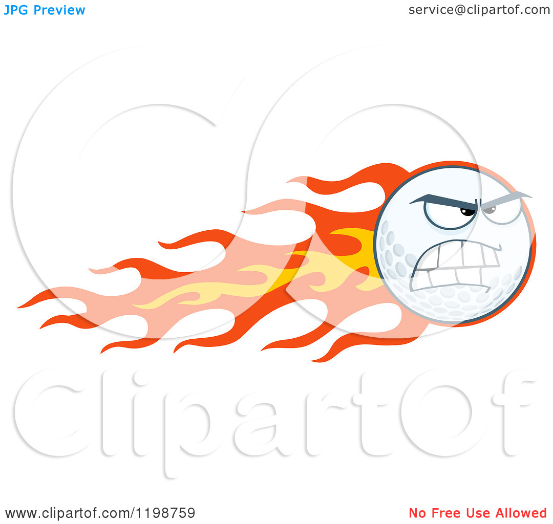     Flaming Mad Golf Ball Character   Royalty Free Vector Clipart By Hit