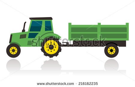 Green Tractor With Trailer   Stock Vector