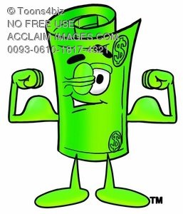 Illustration Of A Rolled Money Cartoon Character Flexing His Muscles