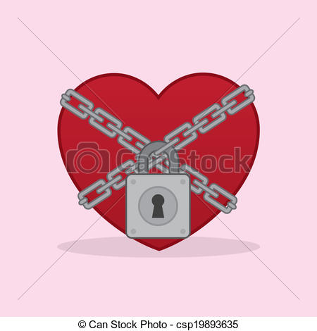 Lock Chains   Heart Locked Up In Chains Csp19893635   Search Clip Art