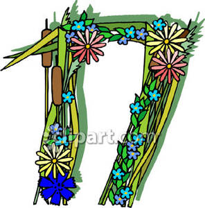 Number 17 Made Of Flowers   Royalty Free Clipart Picture