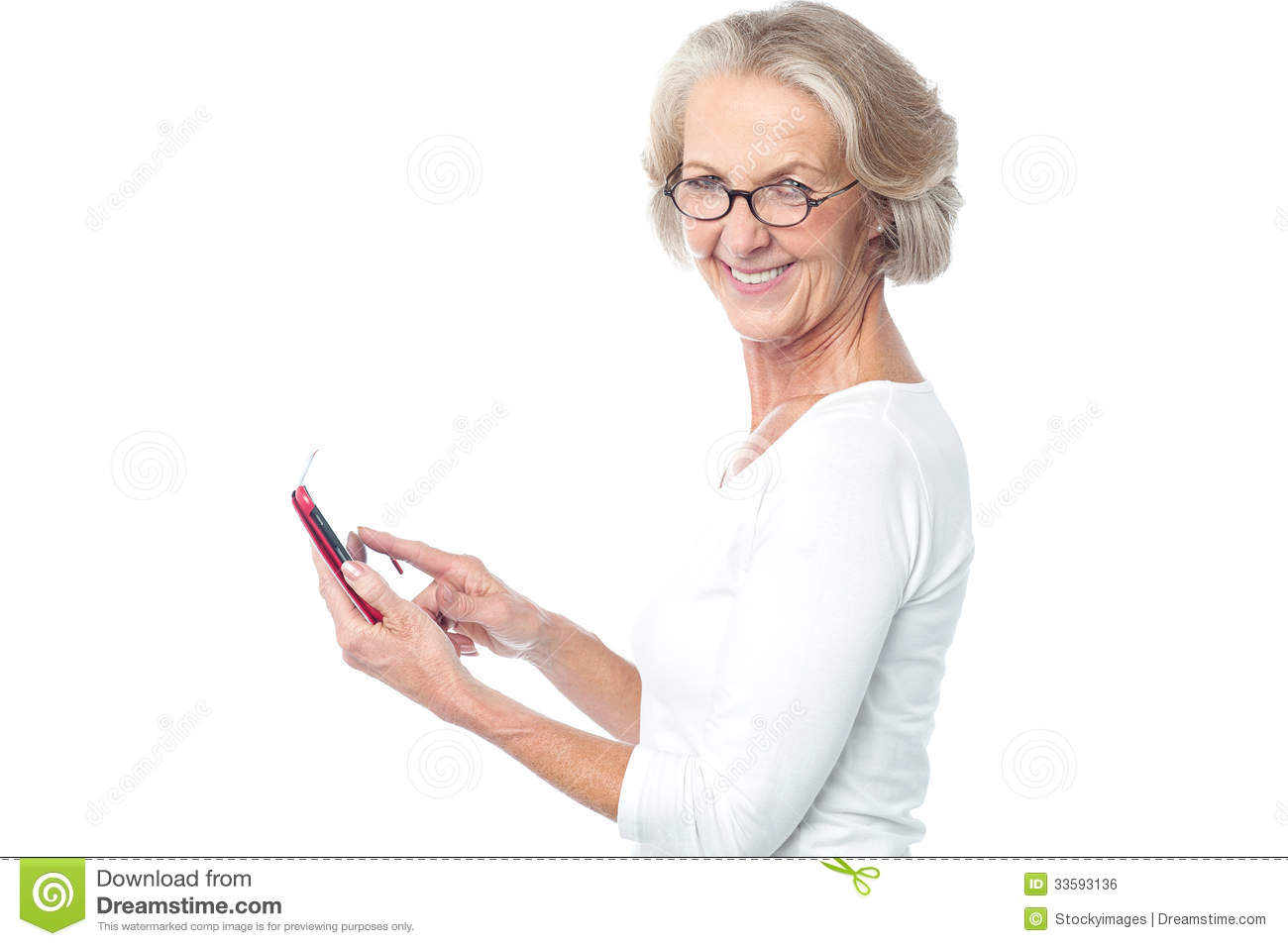 Old Lady Using Tablet Pc Device Royalty Free Stock Image   Image