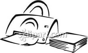 Printer With Stack Of Paper   Royalty Free Clipart Picture