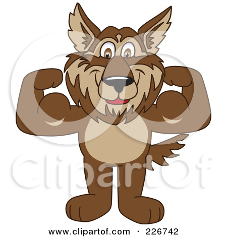 Royalty Free  Rf  Clipart Illustration Of A Wolf School Mascot Flexing