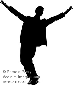 Silhouette Of A Performer Actor Or Dancer Acknowledging Applause From