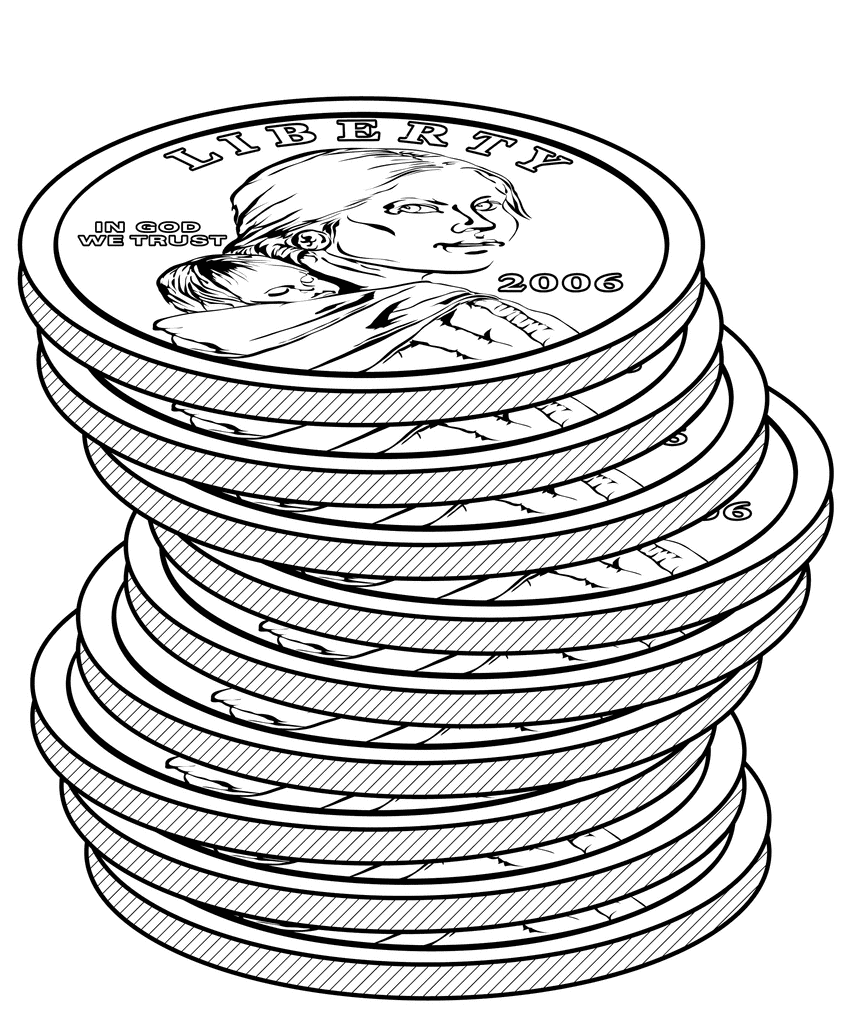 Stacks Of Dollar Coins   Clipart Etc