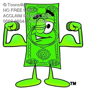 Stock Clipart Image Of A Cartoon Money Character Flexing And Winking    