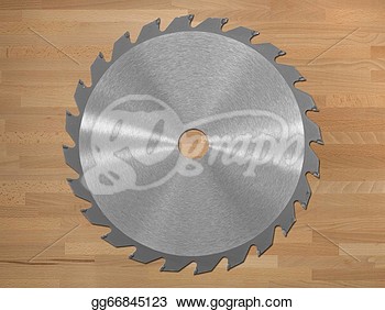 Stock Illustration   A Saw Blade Isolated Against A Wooden Background