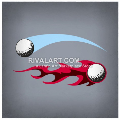 Vector Clipart Of Flaming Golf Ball On Fire Golfing Graphic Swoosh