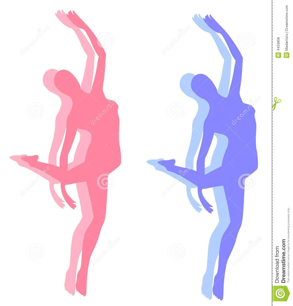 An Illustration Featuring 2 Different Fitness Yoga Dance Silhouettes