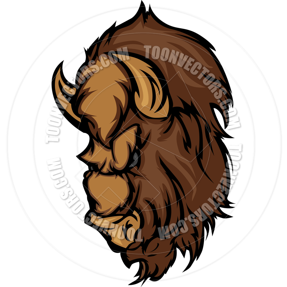 Buffalo Bison Mascot Head Cartoon By Chromaco   Toon Vectors Eps