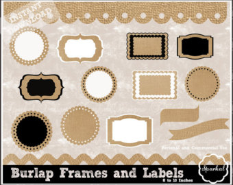 Burlap Labels   Frames Burlap Bann Er Scallop Border Digital Clipart
