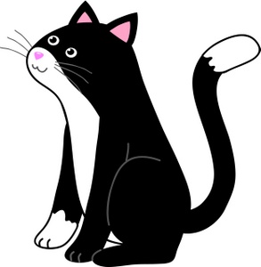 Cat Clipart Image  Cute Black And White Kitty Cat With Pink Nose