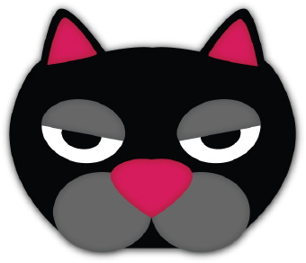 Clip Art Of A Black Cat Face Mask With Pink Ears And Nose And Half    