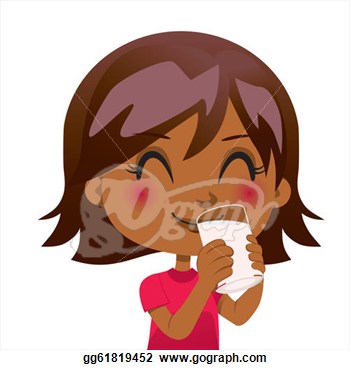 Clip Art Vector   Cute Black Girl Drinking A Glass Of Nutritious Milk
