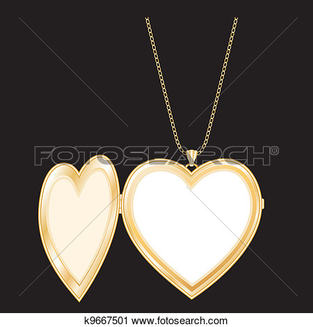 Clipart   Gold Heart Locket Chain Necklace  Fotosearch   Search Clip    