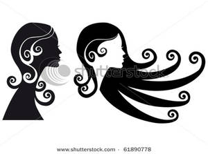 Female Silhouette With Long Black Hair Clip Art Image 
