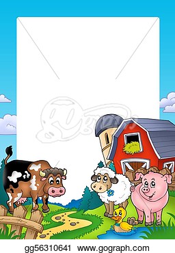 Frame With Barn And Farm Animals  Clipart Drawing Gg56310641   Gograph