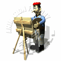 French Artist At Easel Animated Clipart