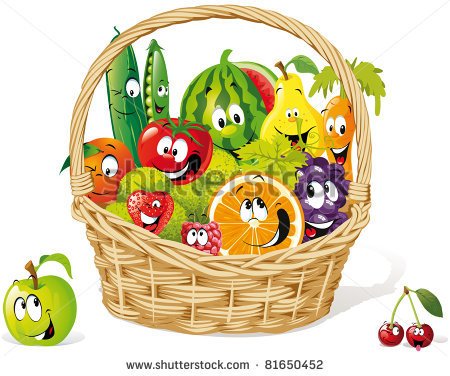 Fruits And Vegetables Basket Clipart Basket Of Happy Fruit And
