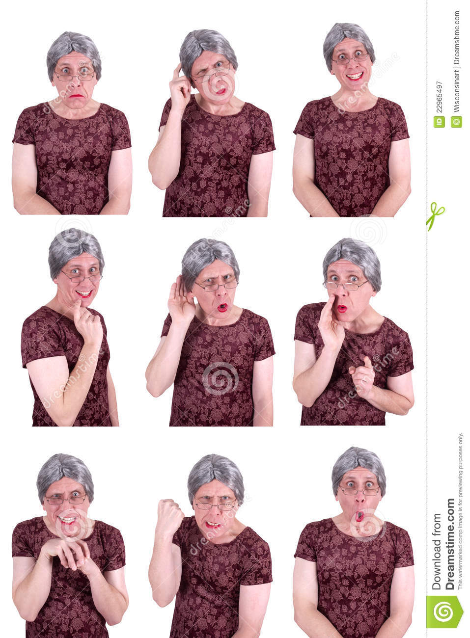 Funny Ugly Old Lady Drama Queen Facial Expressions Royalty Free Stock    