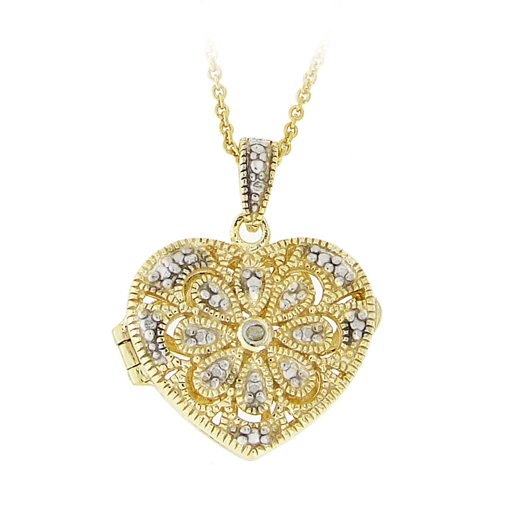 Gold Heart Locket Necklace Db Designs 18k Gold Over     