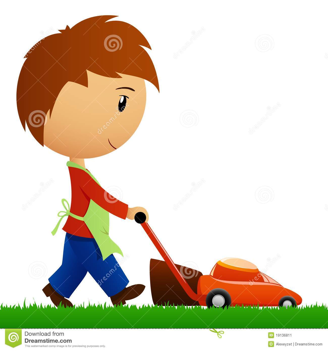 Man Cutting The Grass With Lawn Mower Stock Image   Image  19136811