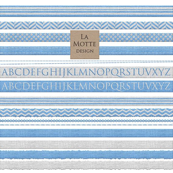 Ribbon Clipart Digital Ribbon Burlap Textures In Blue And White 12x1    