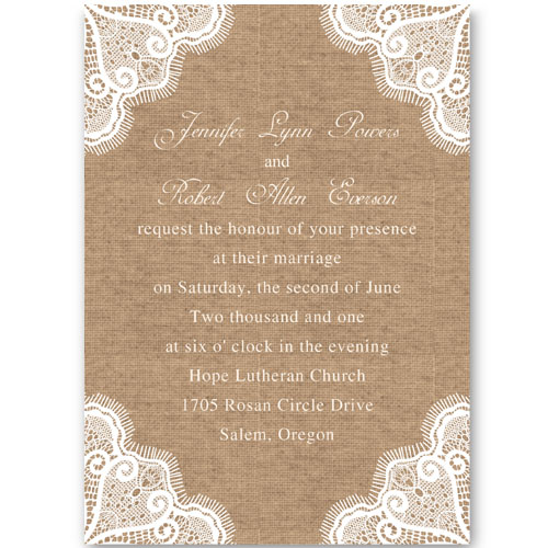 Rustic Burlap And Lace Wedding Invitations Ewi244 As Low As  0 94  
