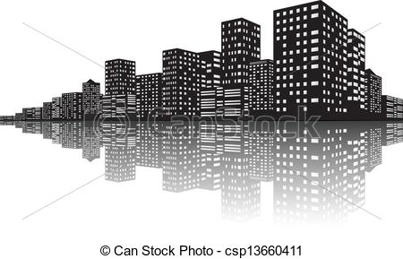 Vector   City Skyline Night Scenes   Stock Illustration Royalty Free