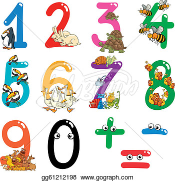 Vector Clipart   Numbers With Cartoon Animals  Vector Illustration