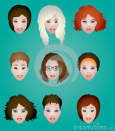 Women S Faces Are Isolated Interchangeable And Customizable