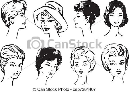 Women S Faces In Middle Age  Vector Illustration Of A Format Eps