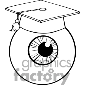 12821 Rf Clipart Illustration Eye Ball Cartoon Character With Graduate