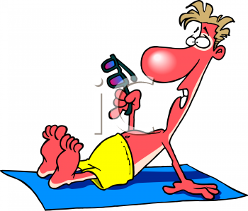 4963 Cartoon Of A Man With A Bad Sunburn Clipart Image Jpg  350 299