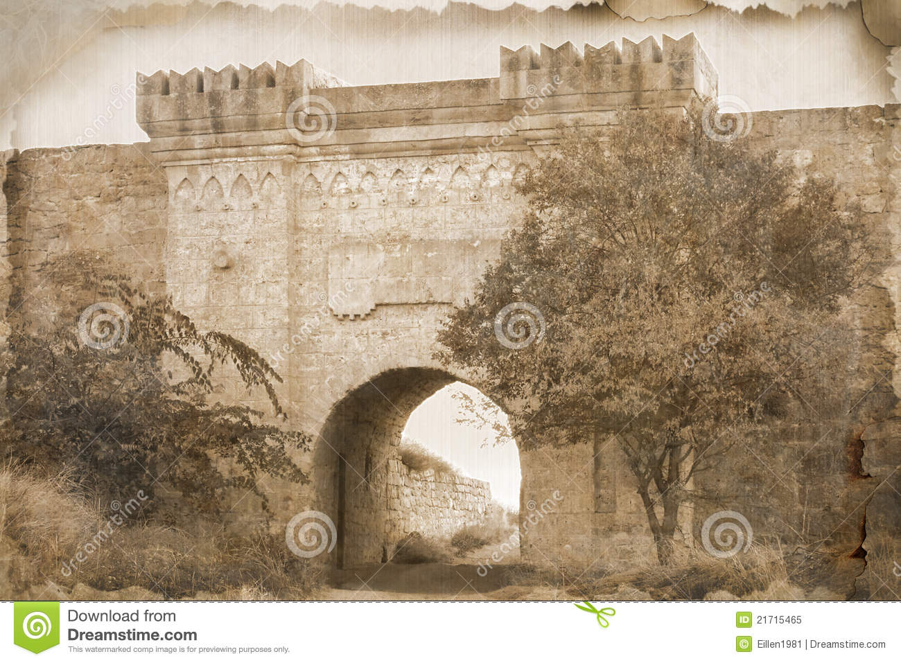 Aging Photography Of A Yeni Kale Gates Fortress Royalty Free Stock