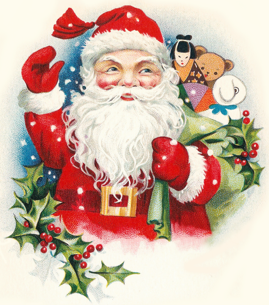 Cheerful Vintage Santa With Toys Clipart  Click The Image To View And