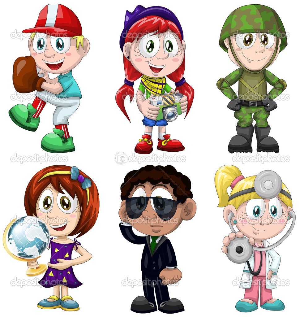 Child Professions Hobbies Clipart Cartoon Style Vector Illustration