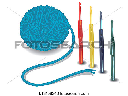 Clipart   Ball Of String And Crochet Hooks  Fotosearch   Search Clip