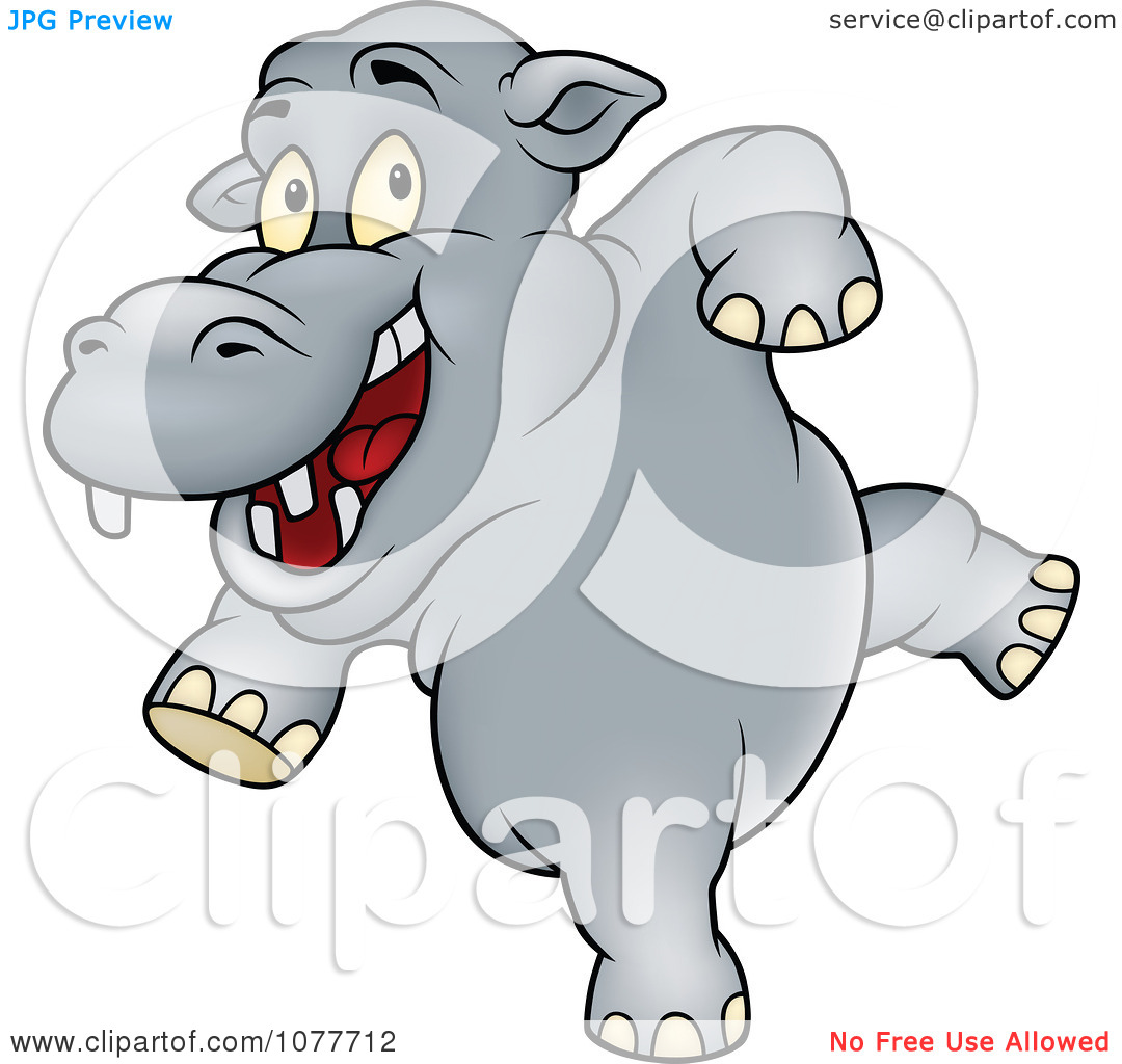 Clipart Happy Dancing Hippo   Royalty Free Vector Illustration By Dero