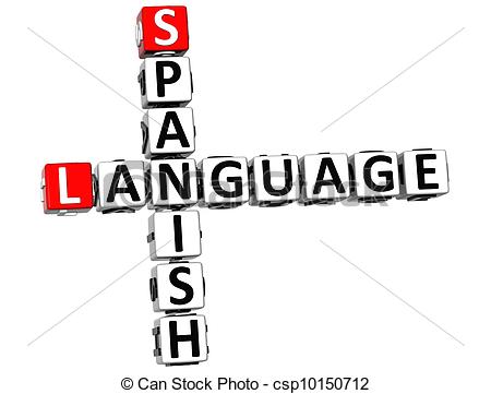 Clipart Of 3d Spanish Language Crossword On White Background