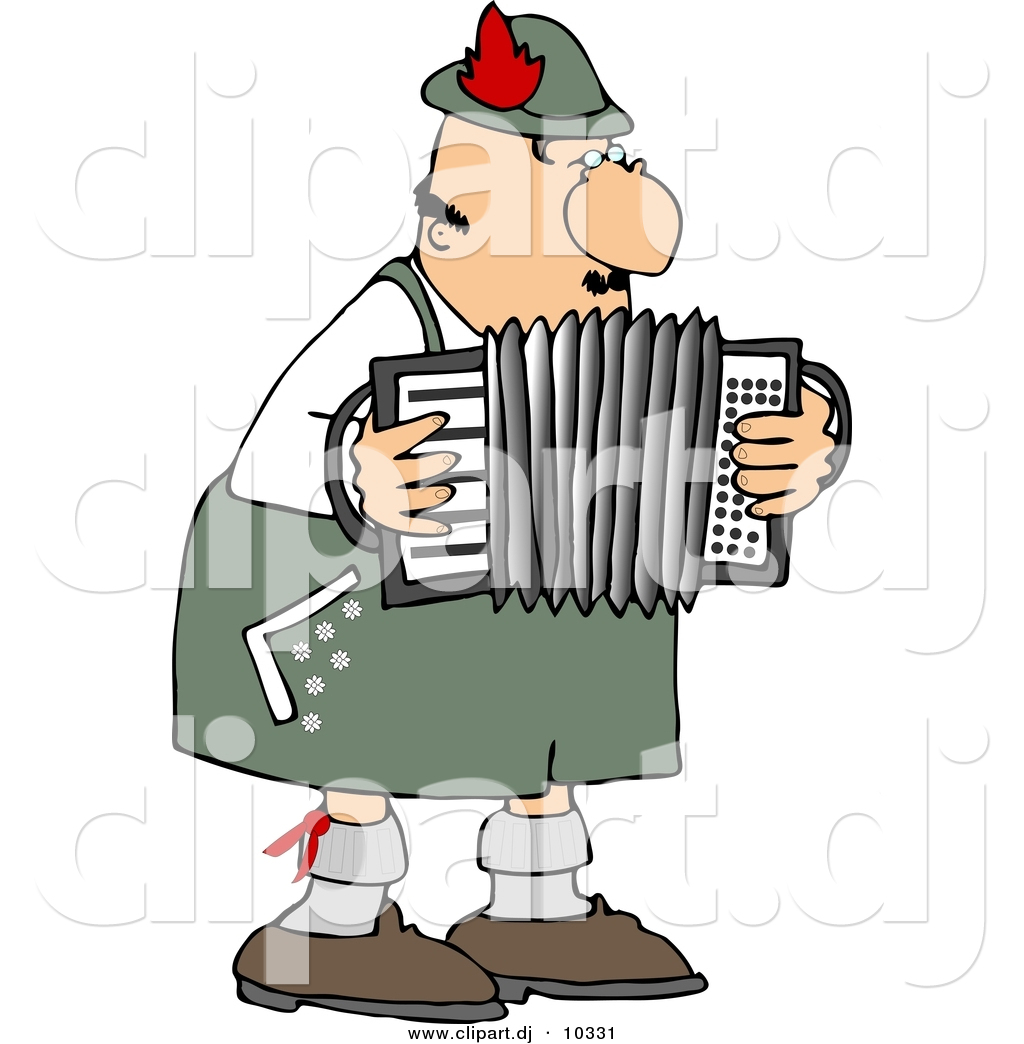 Clipart Of A Cartoon German Accordion Player Playing Music By Djart