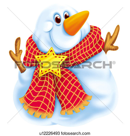 Clipart   Snowman With Scarf  Fotosearch   Search Clip Art    