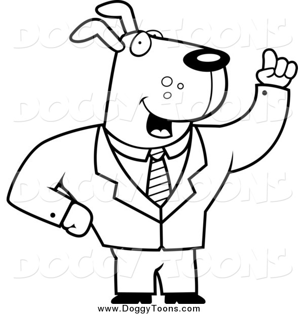 Doggy Clipart Of A Lineart Smart Business Dog With An Idea By Cory