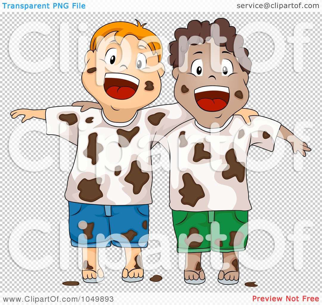 Free  Rf  Clip Art Illustration Of A Two Dirty Boys After A Mud Fight